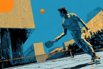 illustration of man playing pickleball