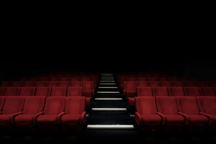An empty movie theater.