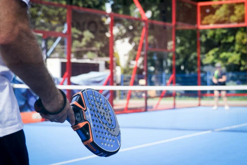 padel players in the middle of a game