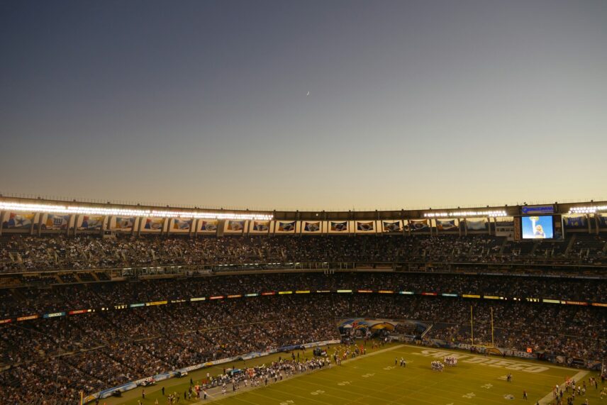 A packed stadium for an NFL game.