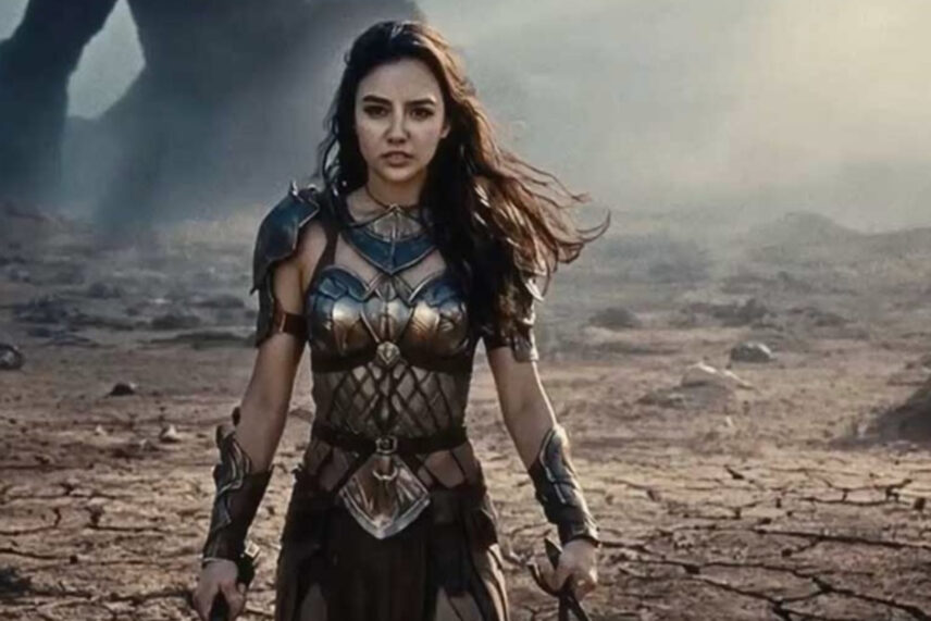 AI actress Tilly Norwood in black armor