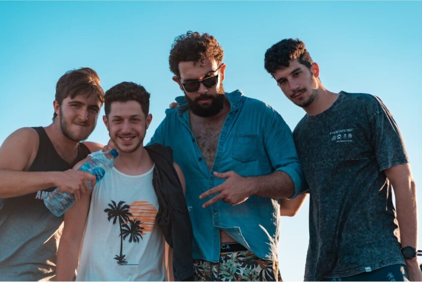 group of friends posing
