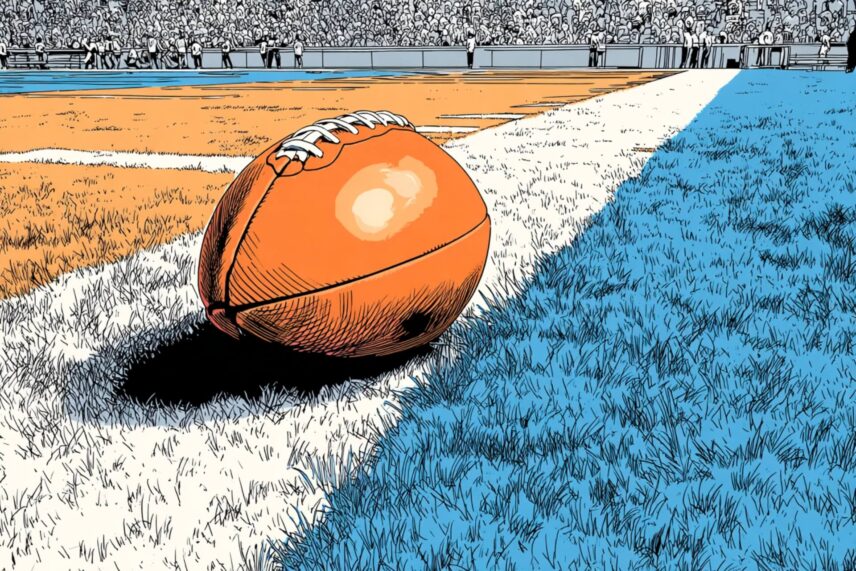 illustration of a football in a stadium