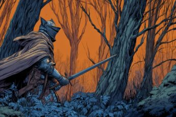 illustration of a knight in a forest