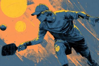 illustration of a man playing pickleball