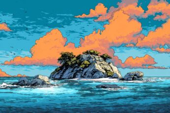 illustration of an island in the sea