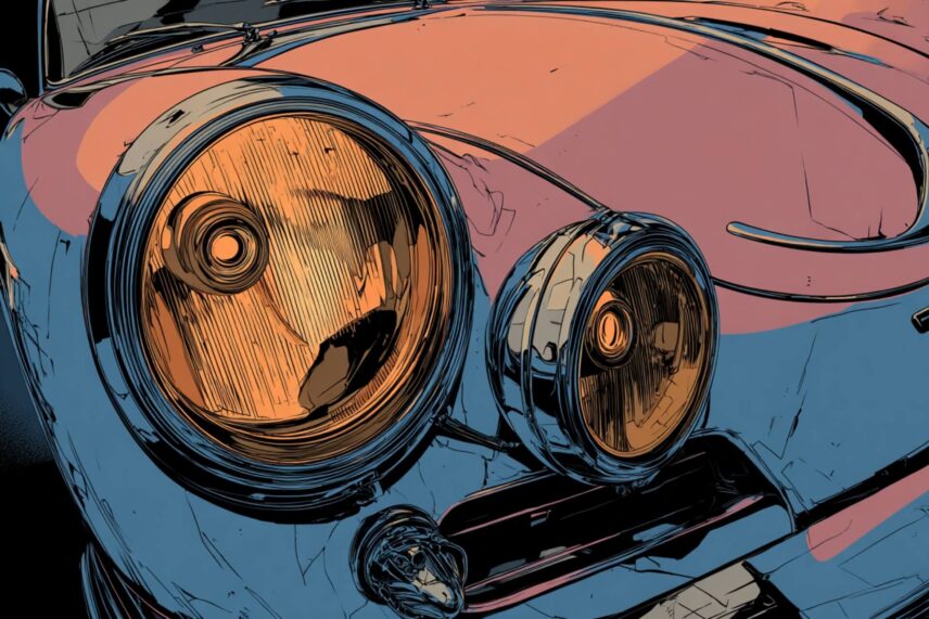 illustration of car headlights
