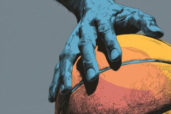 illustration of hand on a basketball