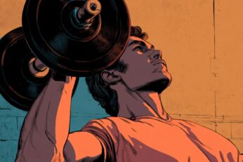 illustration of man exercising with a dumbbell