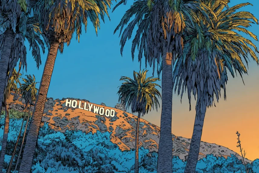 illustration of the Hollywood sign