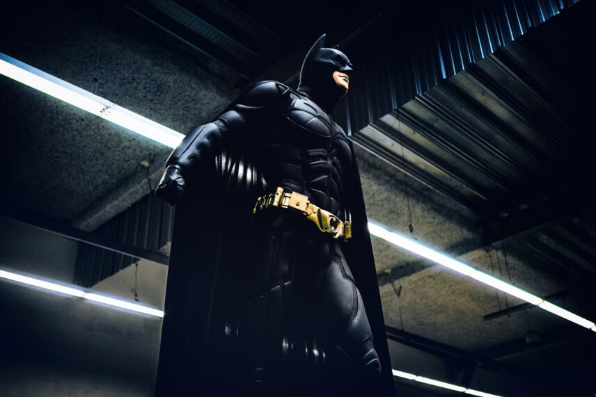 Batman standing in dark area with overhang