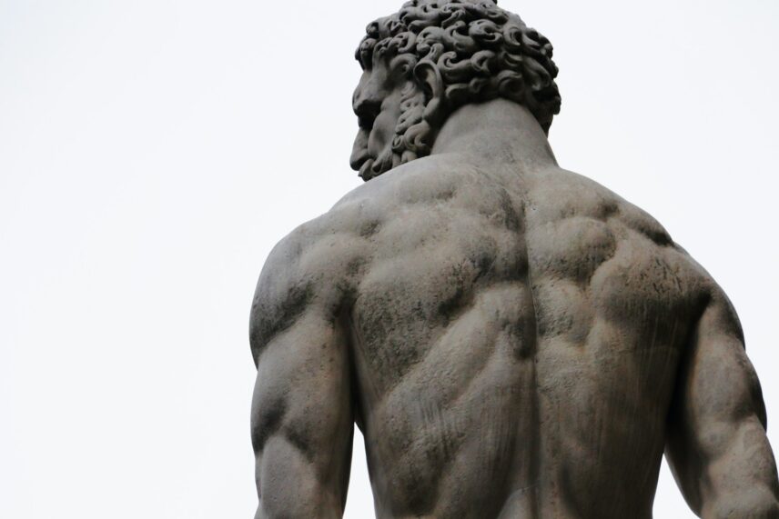 A masculine statue.