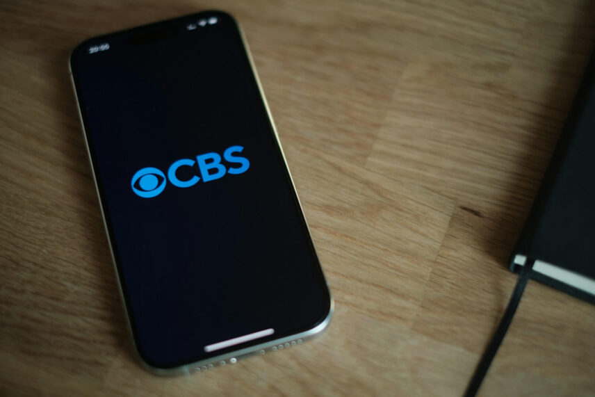 Smartphone with the CBS logo