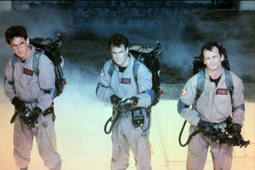 Dan Aykroyd, Bill Murray, and Harold Ramis in Ghostbusters