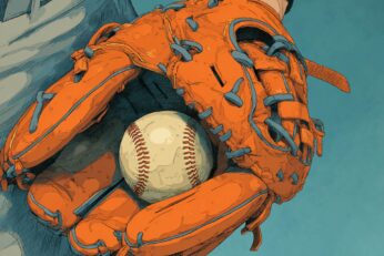 illustration of a baseball in a catcher's glove