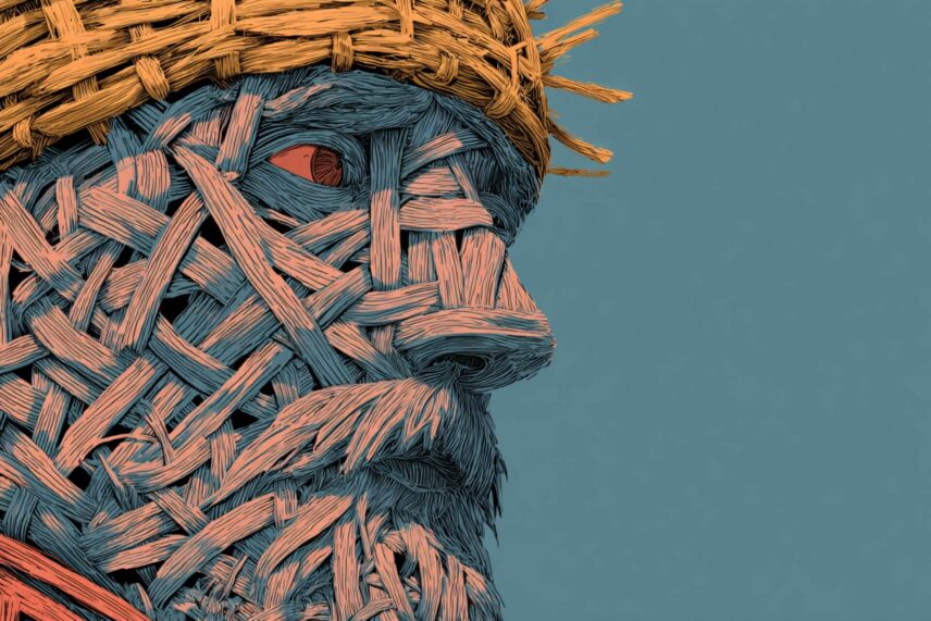illustration of a man made of wicker