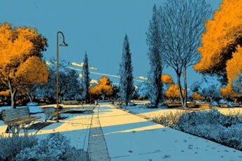illustration of an urban park
