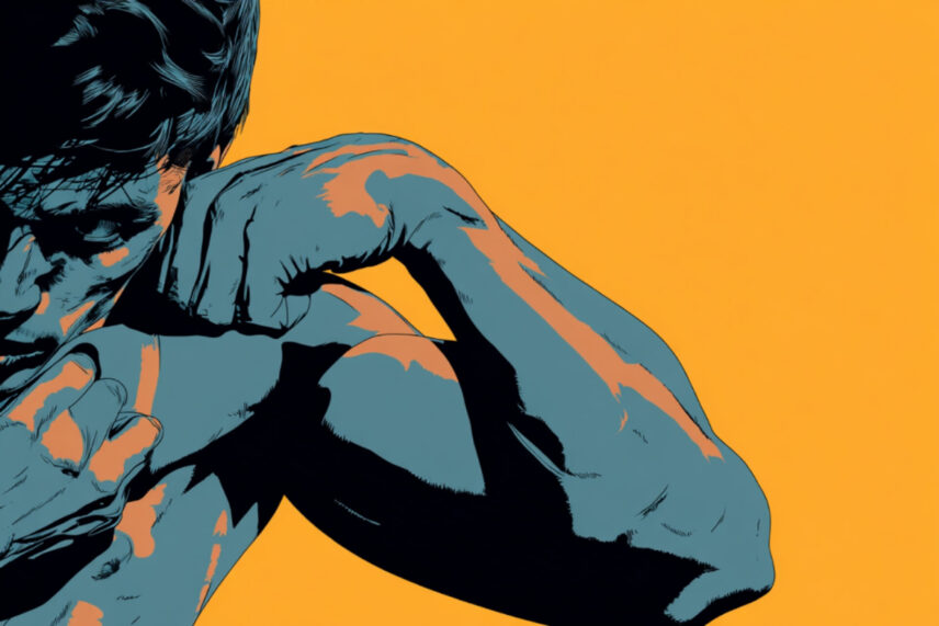 illustration of man flexing his bicep