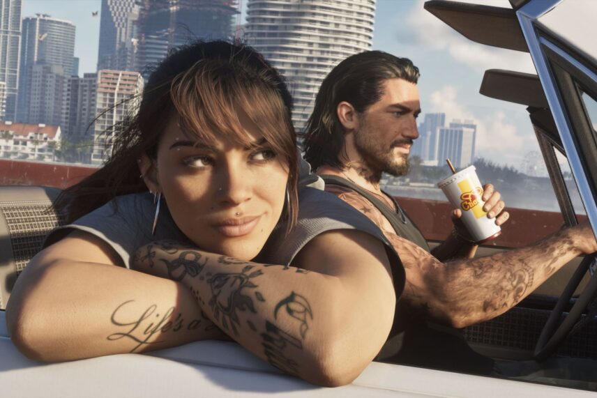 Two people riding in a car