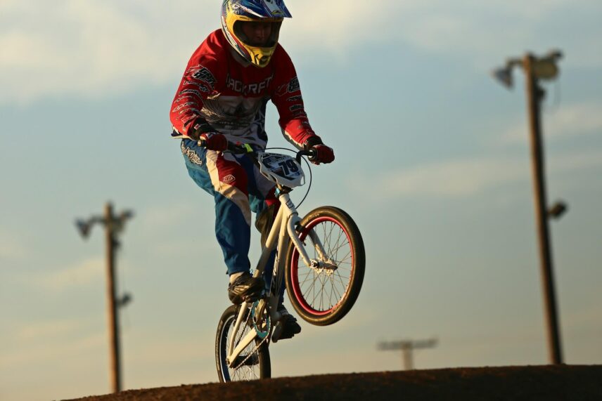 a BMX bike rider in action