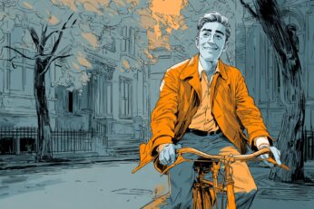illustration of a man on a bicycle