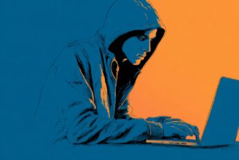 illustration of a man sitting at a laptop