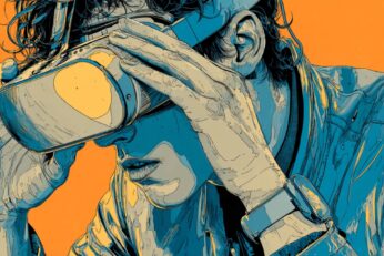 illustration of a man wearing a VR headset