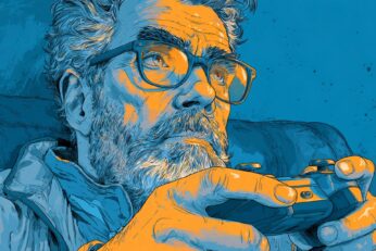 illustration of a man with a game controller