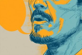 illustration of a man with a speech bubble