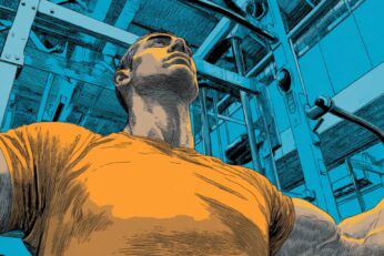 illustration of a man working out in a gym