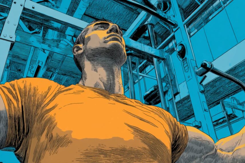 illustration of a man working out in a gym