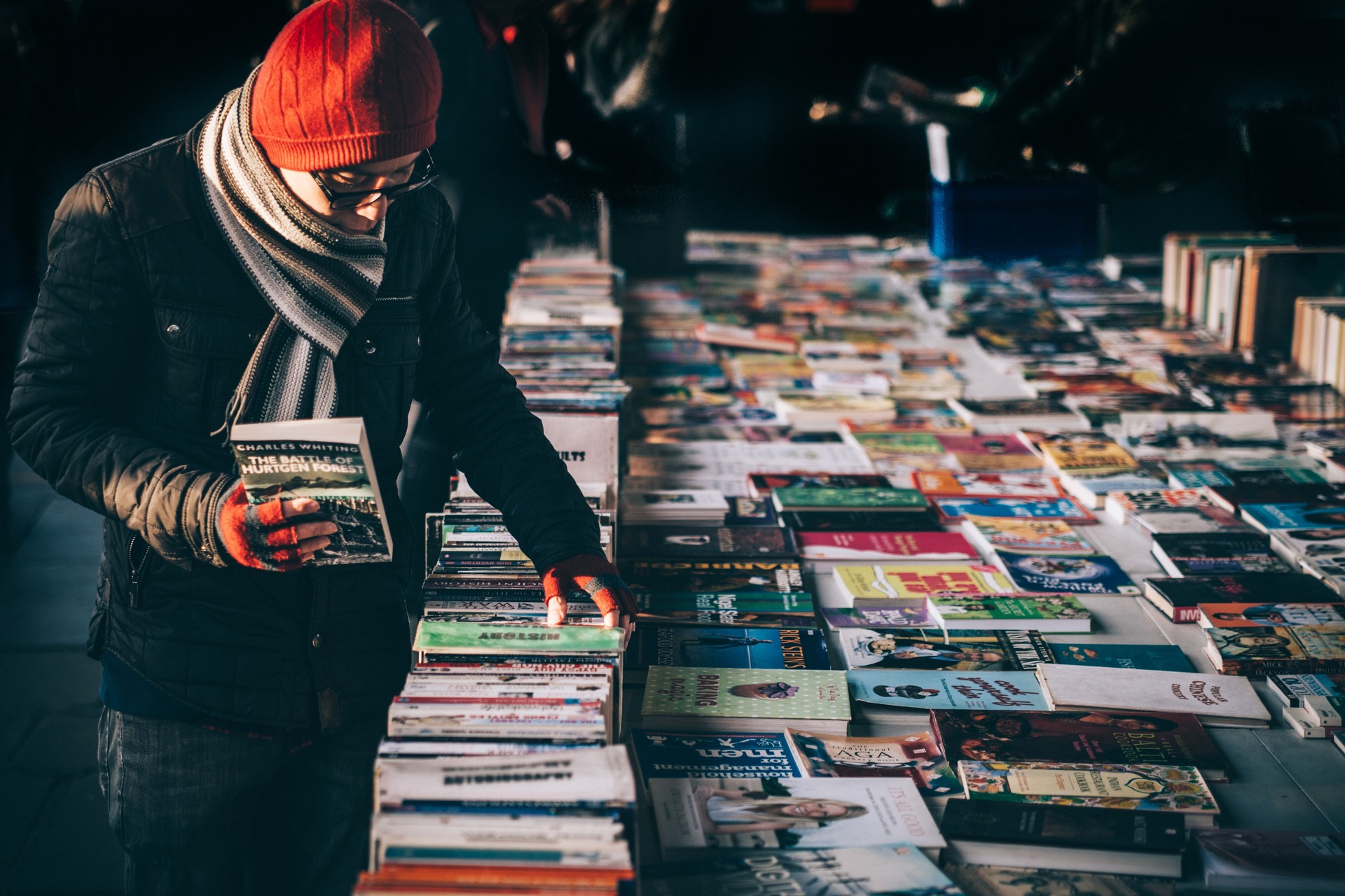 a man browsing for books