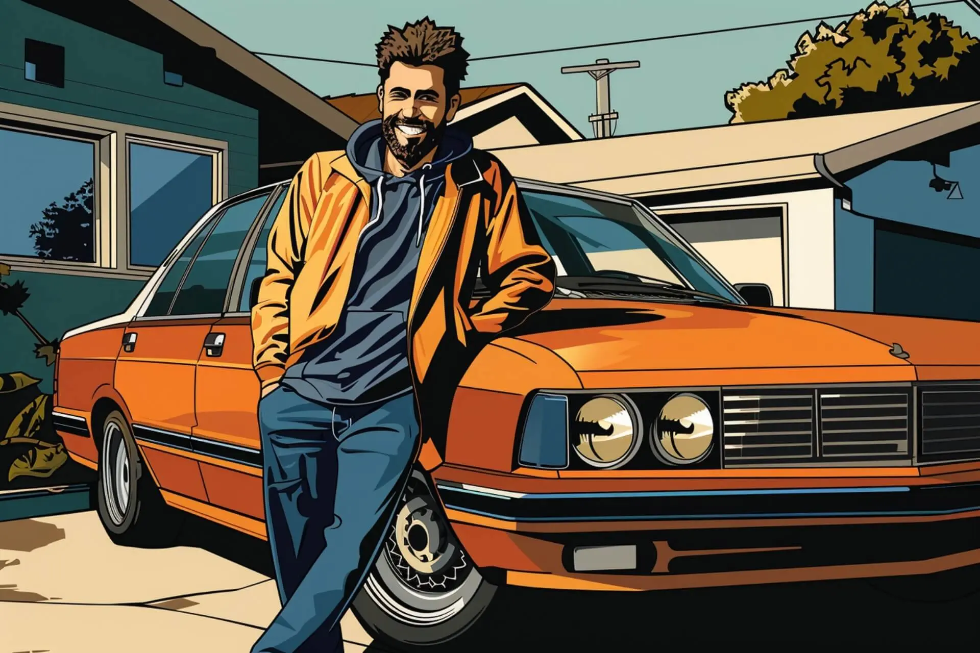 How to Change Your Oil at Home - Featured Man leaning against an orange car in a driveway