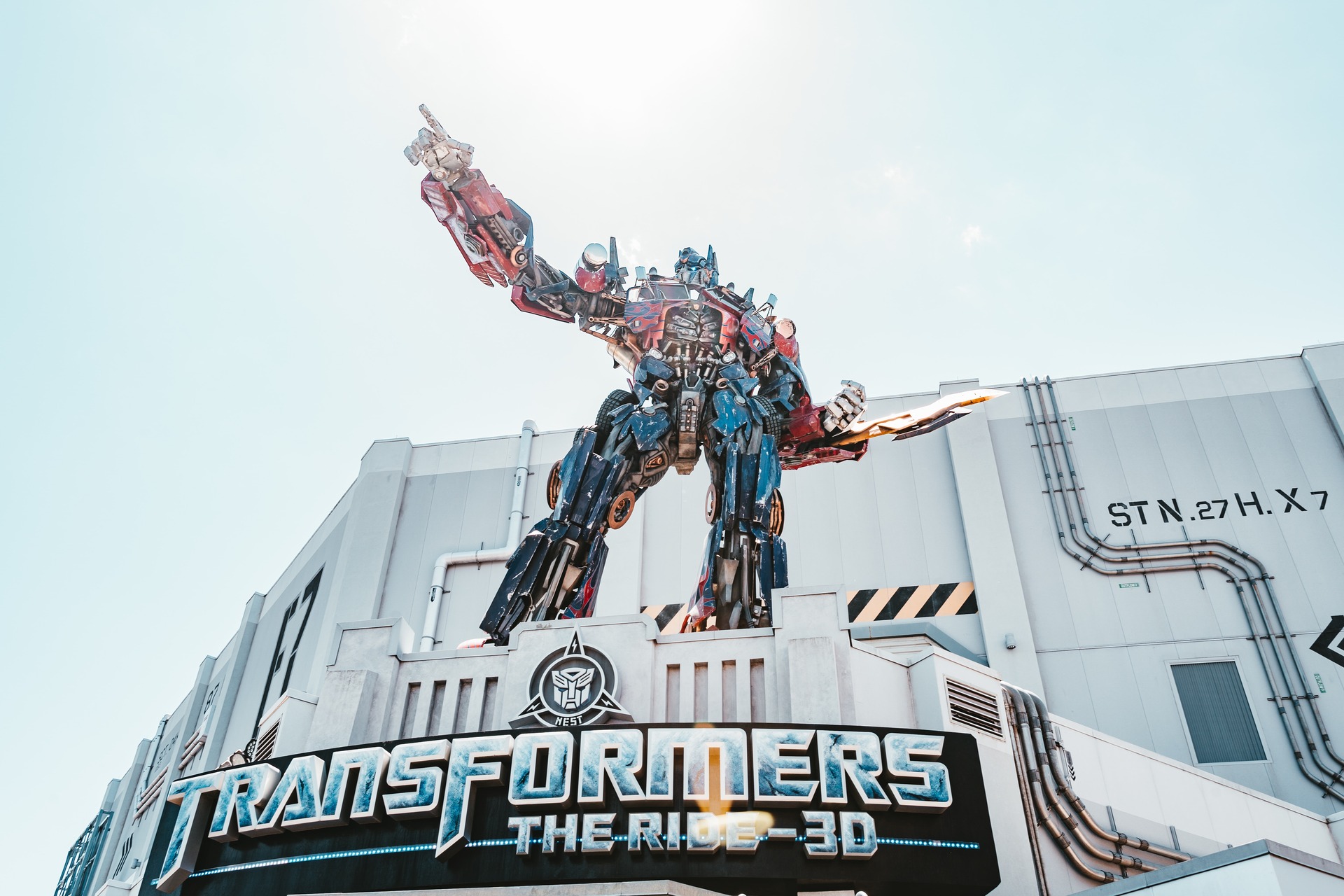 A billboard and statue for Transformers