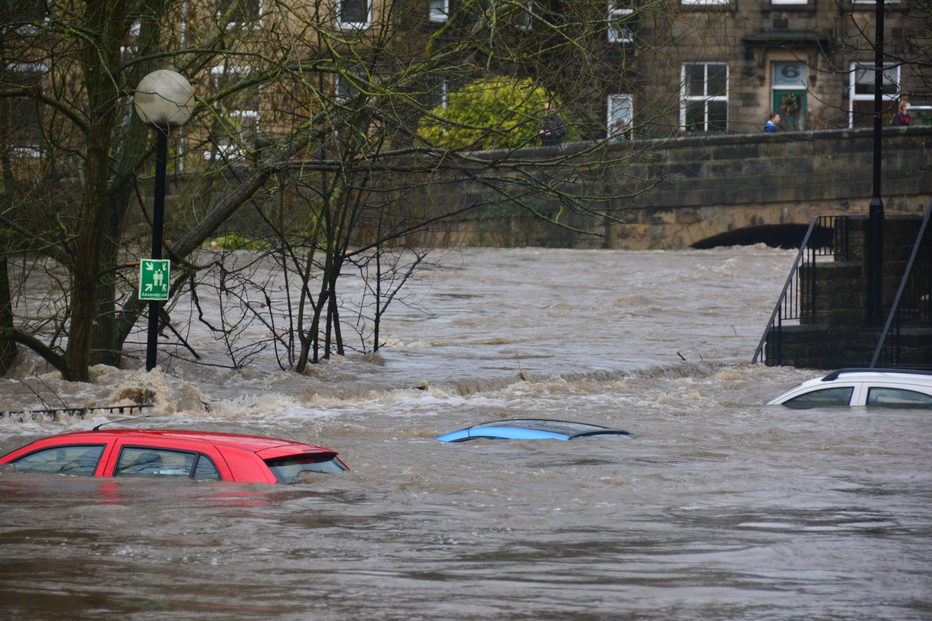 Several flooded cars