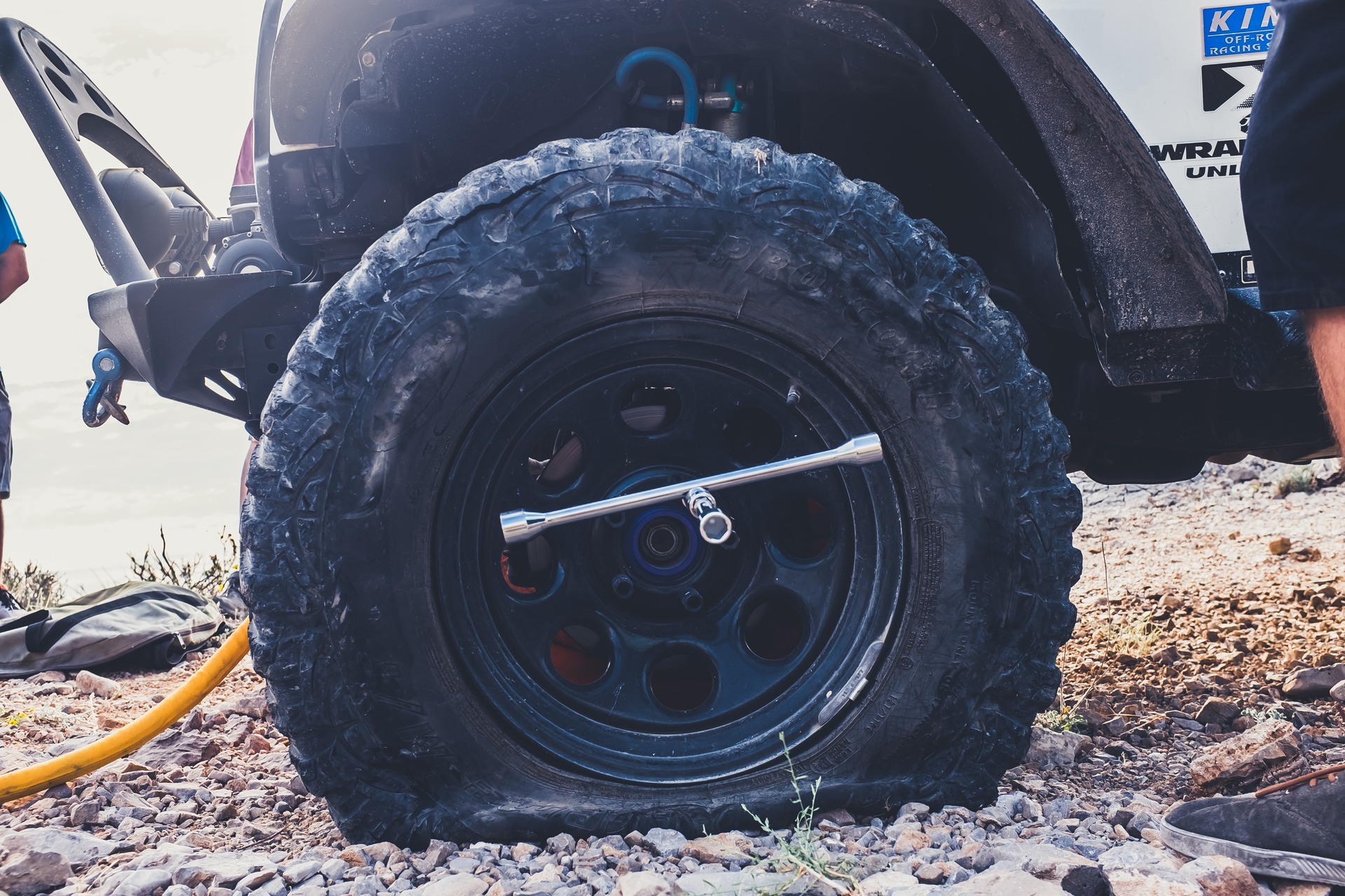A flat offroad tire
