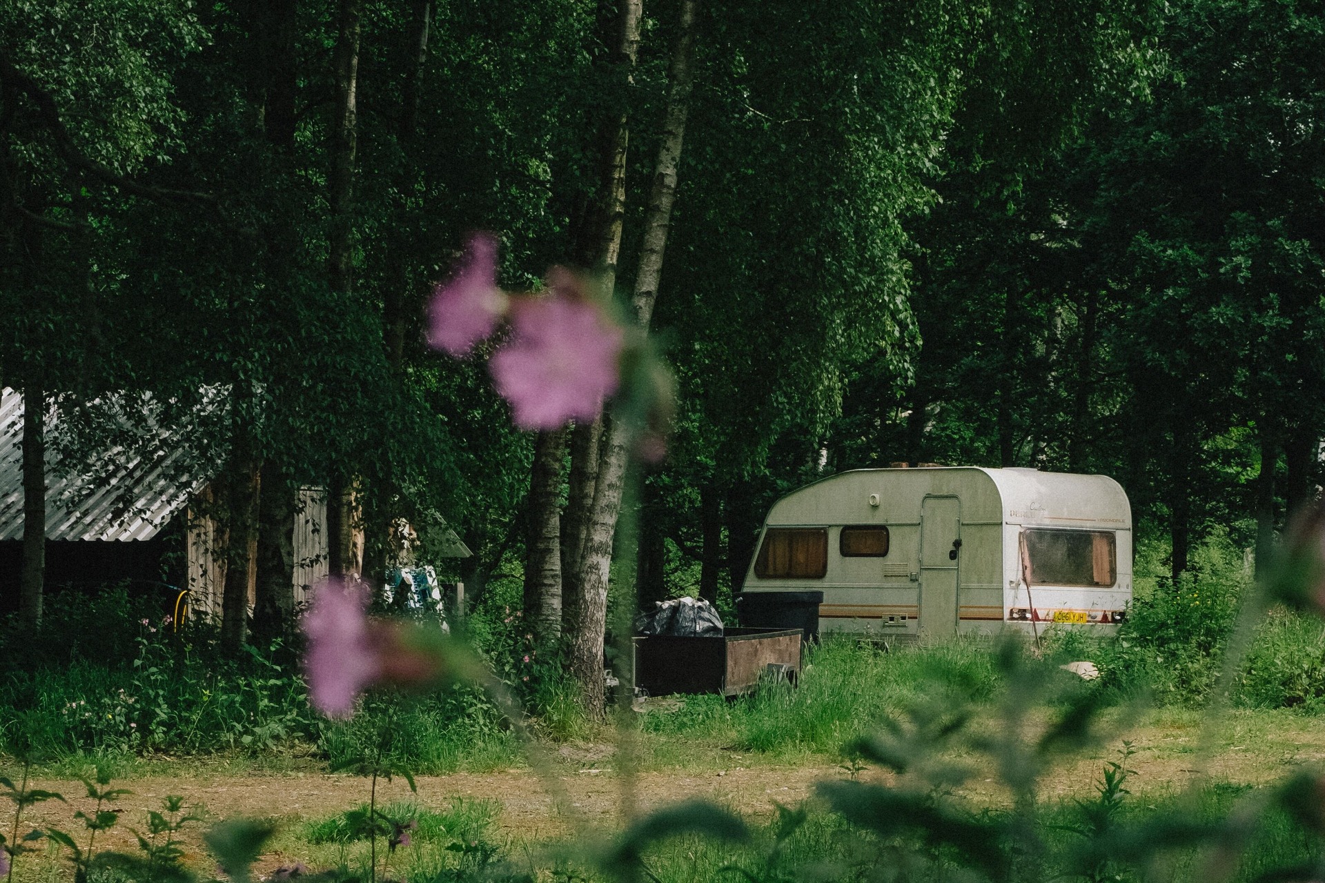 A caravan living off the grid