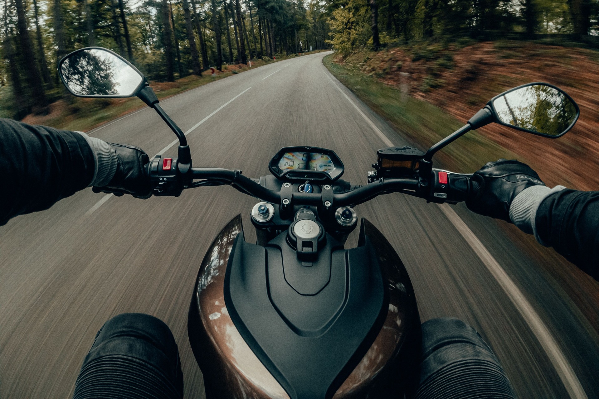 POV image of someone riding a motorcycle