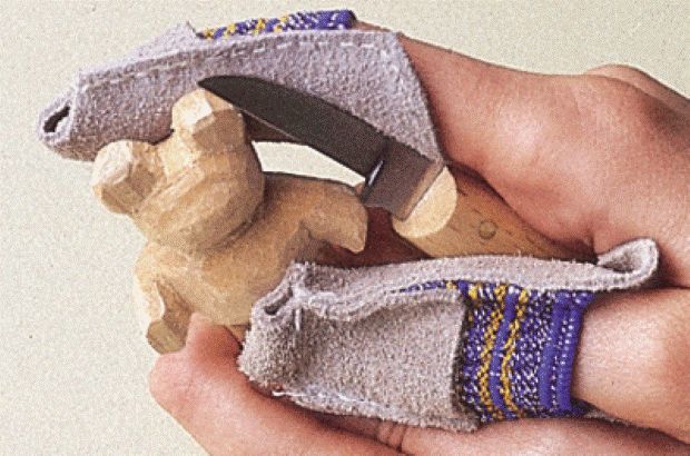 A thumb guard, part of the whittling essentials