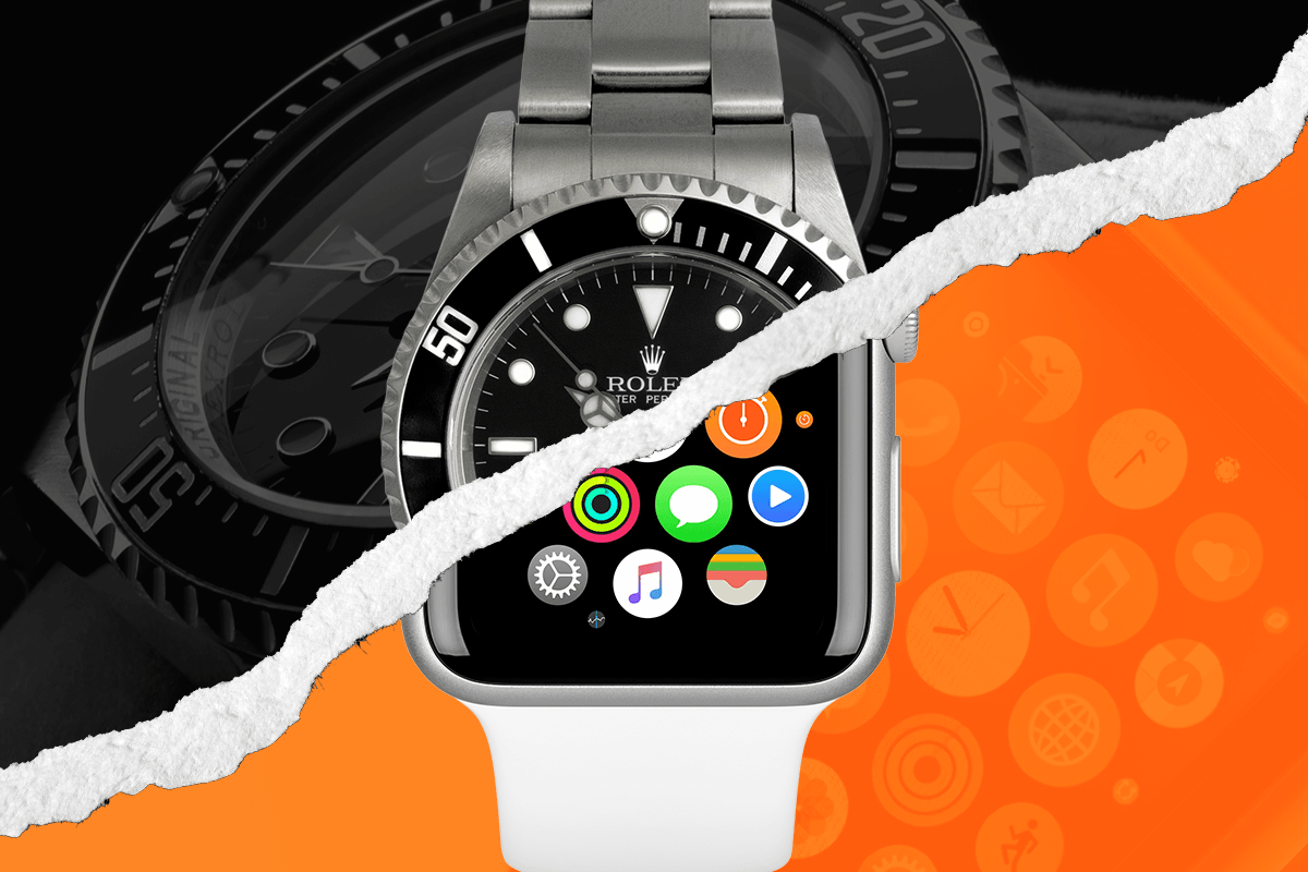 Rolex and Apple Watch.