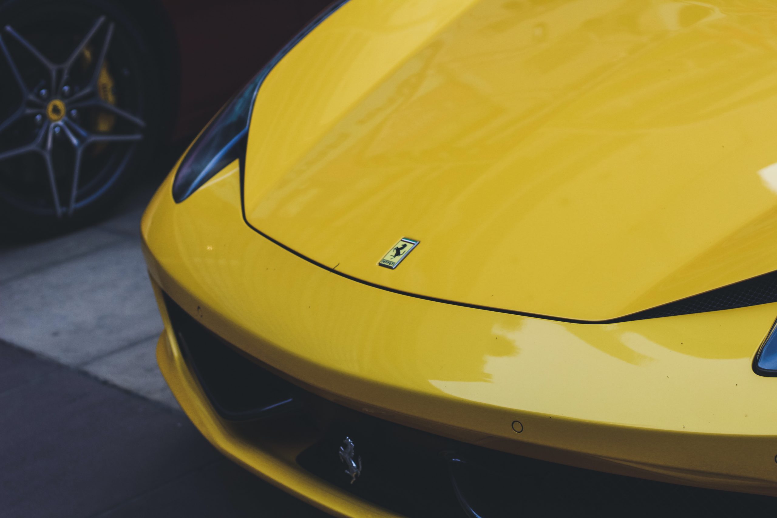 Yellow luxury car.