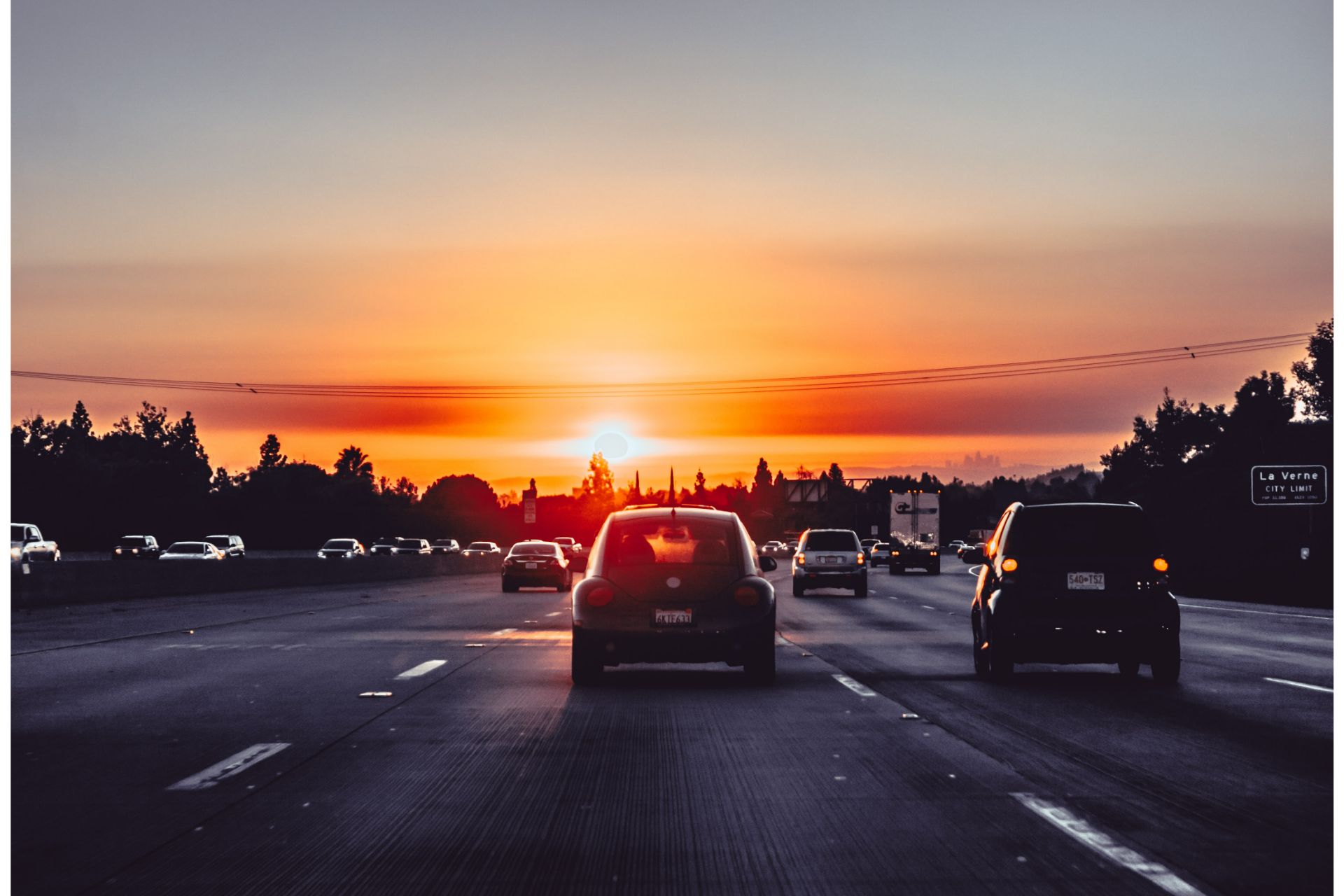 Cars driving on the highway.