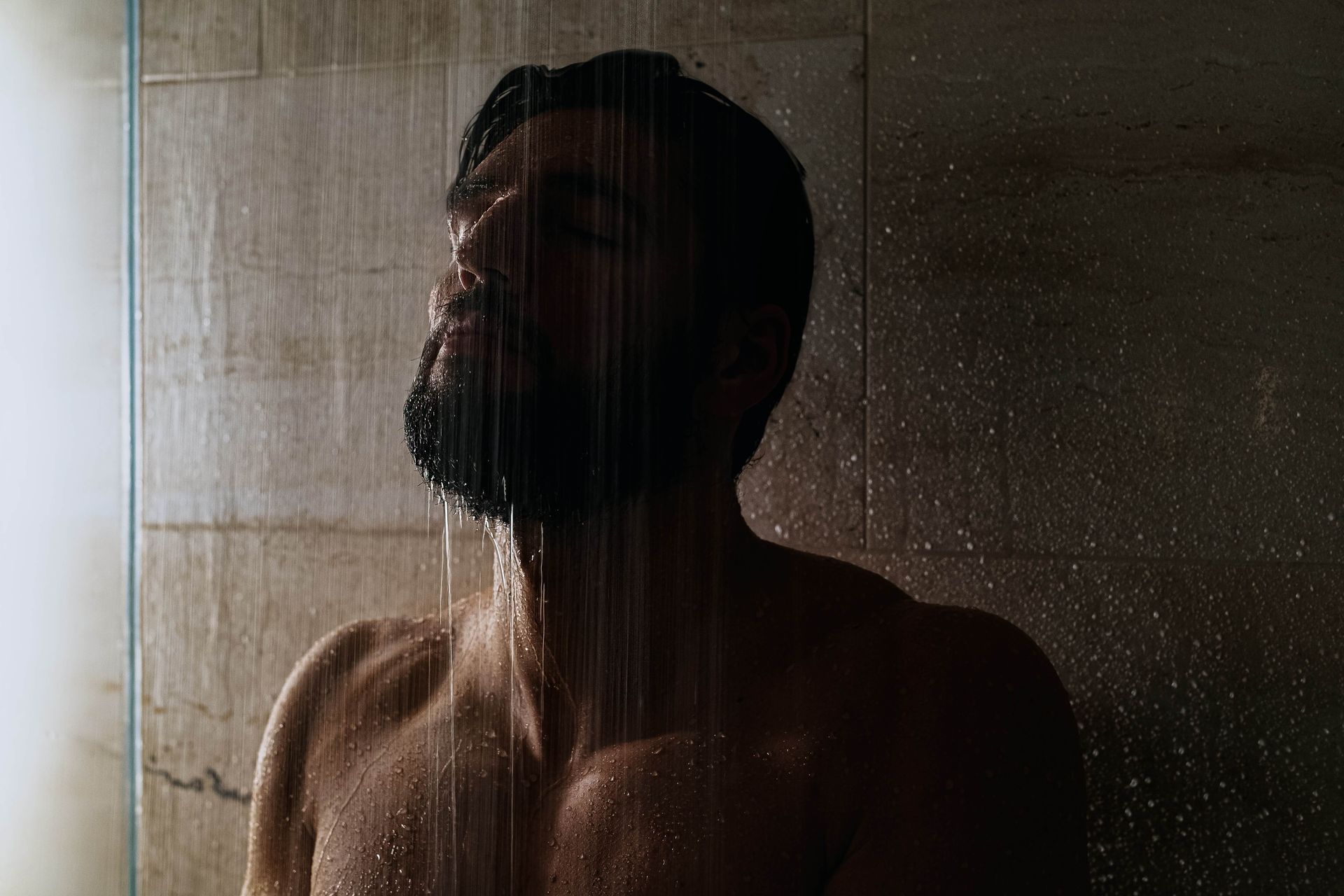 Man in shower.