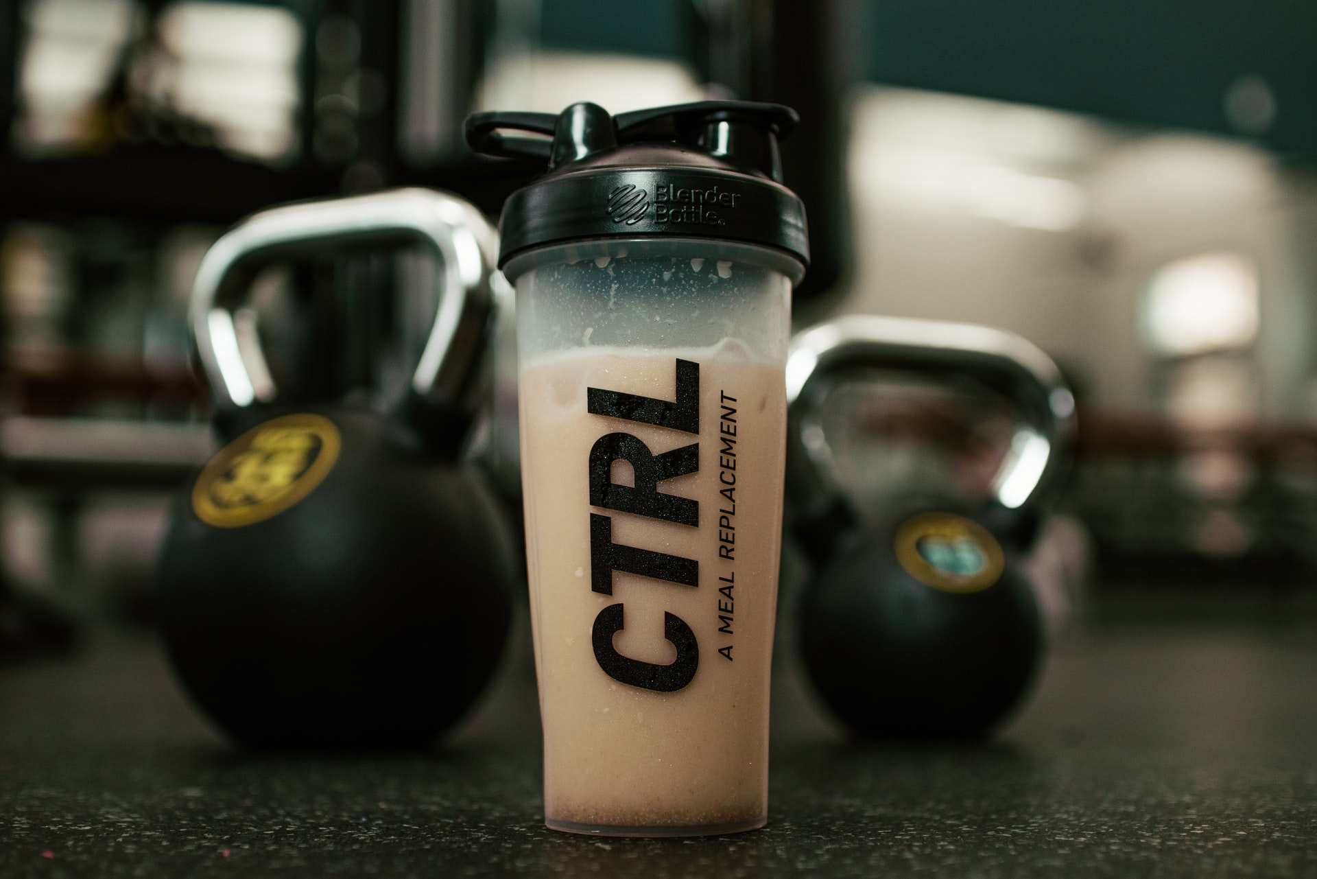 Protein shake and kettle bells.