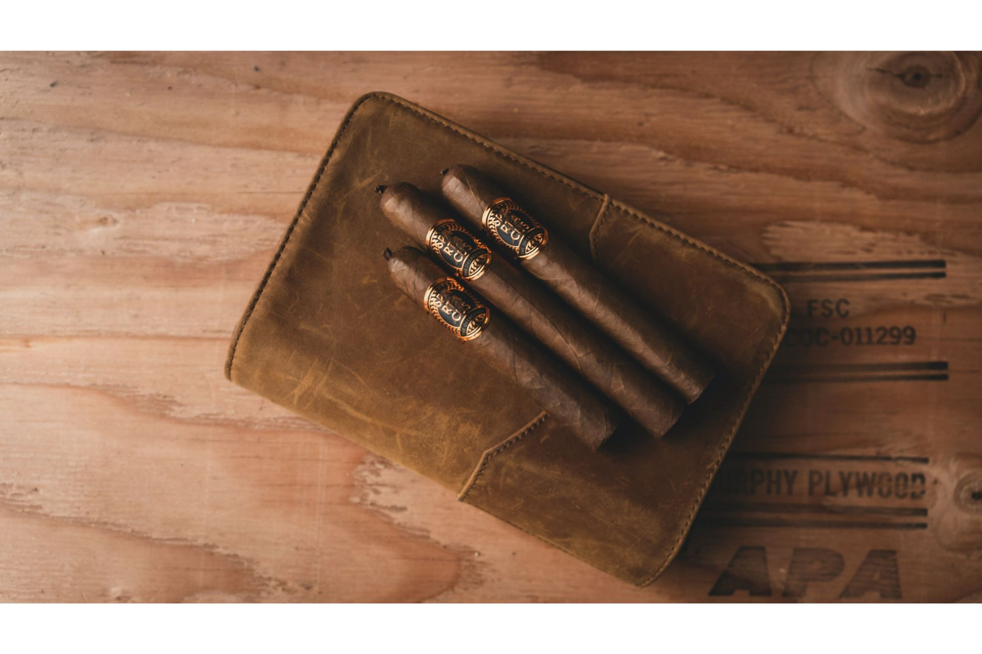 Cigars on cigar pouch.