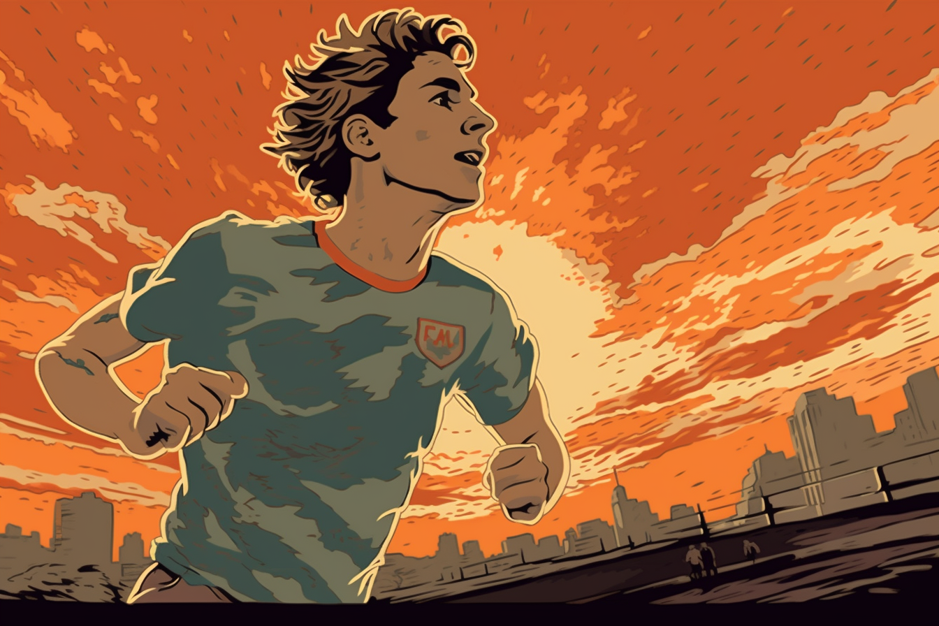 a young man running a marathon