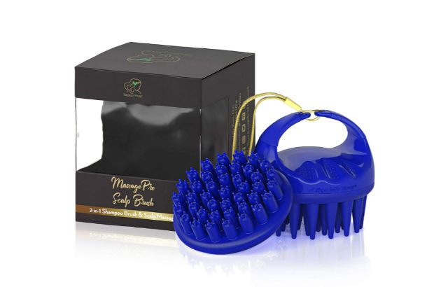 Blue scalp brushes