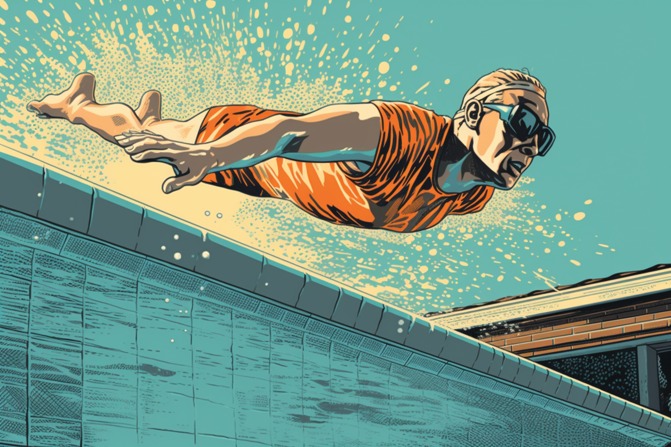 A man diving into a swimming pool