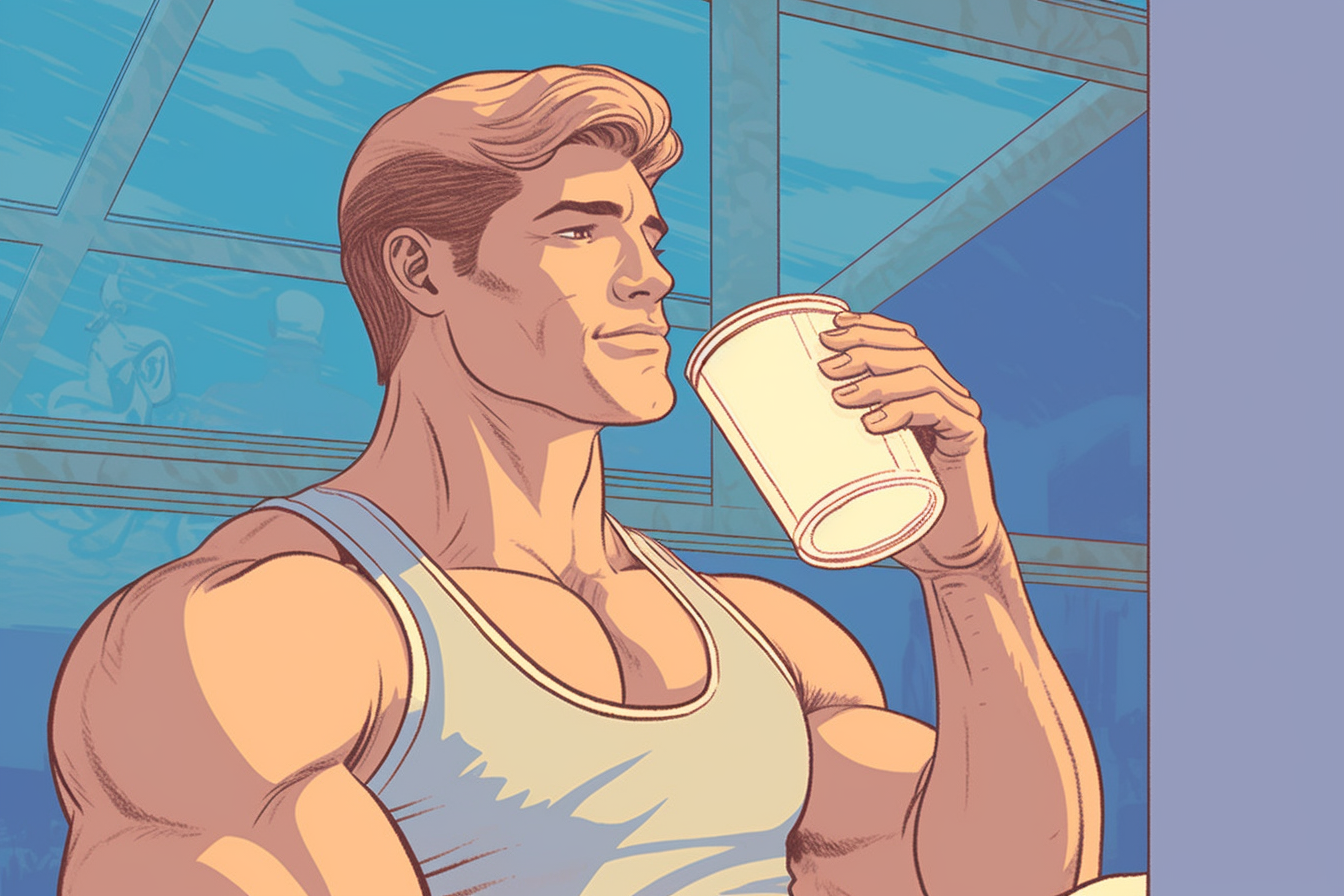 A man drinking at the gym