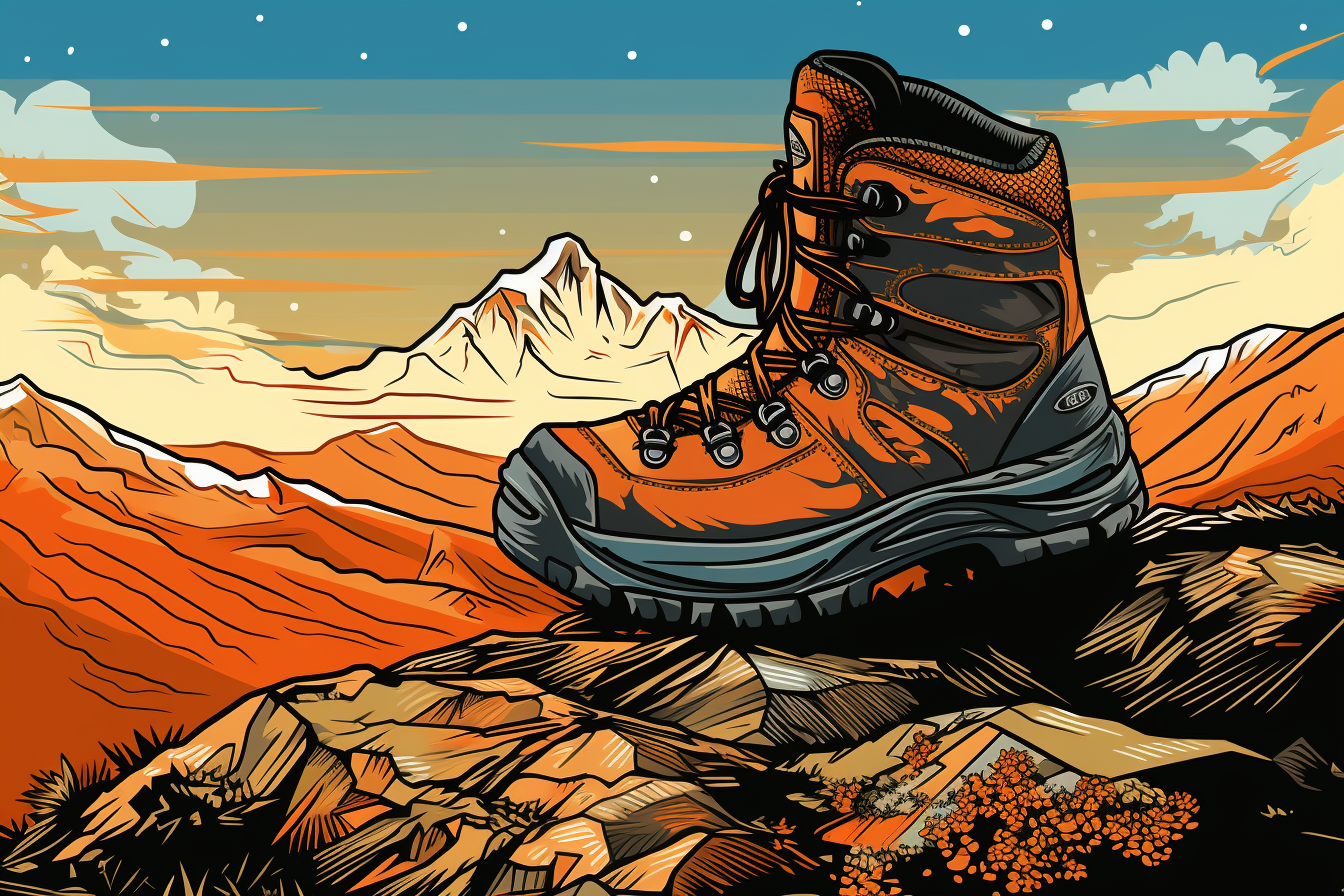 a hiking boot on a mountain